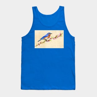 Male Bluebird in a Peach Tree Tank Top